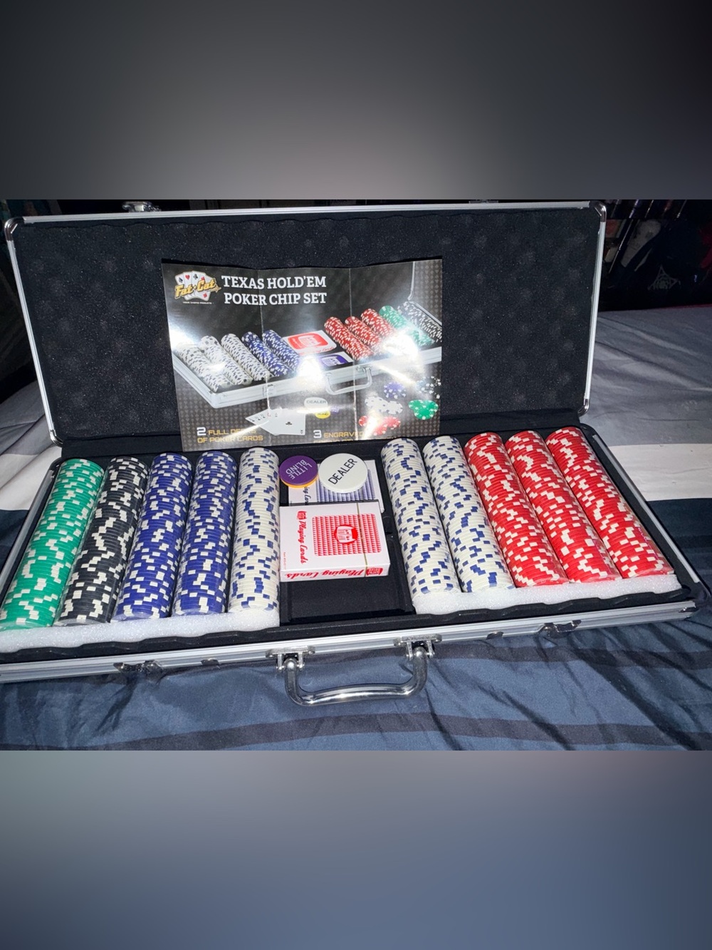 Texas Hold'em Poker Chip Set - Red, Blue, White